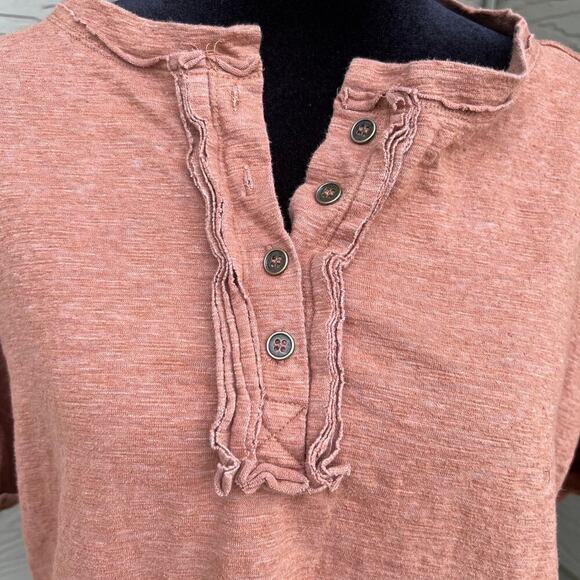 BOHME women’s size S short sleeve henley style top, rusty/brown color - Picture 2 of 6